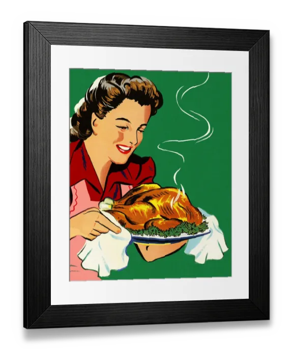 Framed Print : Woman Holding a Roasted Chicken Framed Print : Woman Holding a Roasted Chicken