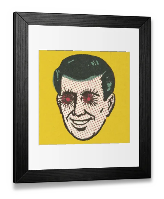 Framed Print : Man with Red Starry Eyes Framed Print : Man with Red Starry Eyes