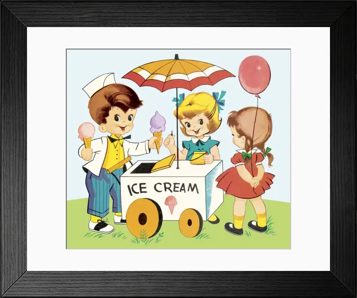 Framed Print : Girls at an Ice Cream Cart Framed Print : Girls at an Ice Cream Cart