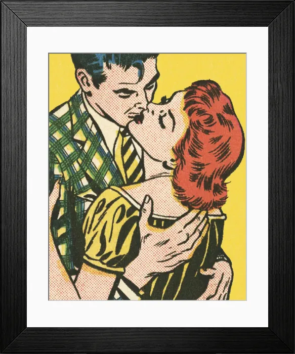 Framed Print : Couple Kissing Framed Print : Couple Kissing