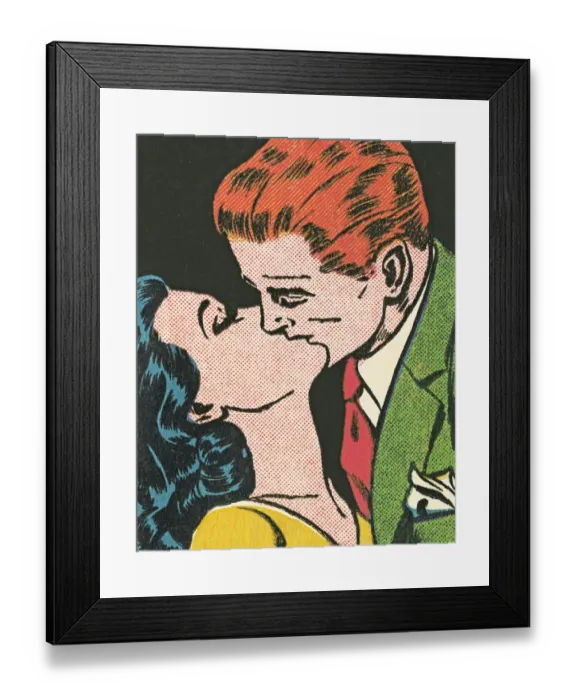 Framed Print : Couple Kissing Framed Print : Couple Kissing