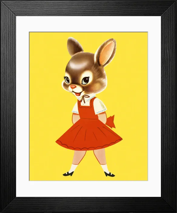 Framed Print : Girl with Rabbit Head