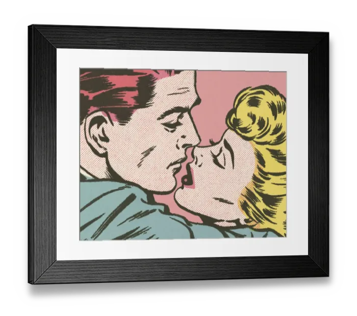 Framed Print : Couple Kissing Framed Print : Couple Kissing