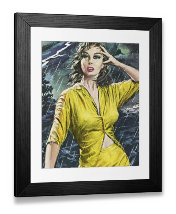 Framed Print : Woman in a Rain Storm Framed Print : Woman in a Rain Storm