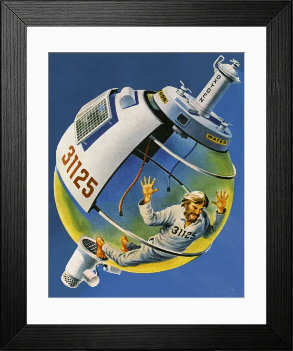 Framed Print : Man in a Space Capsule Framed Print : Man in a Space Capsule