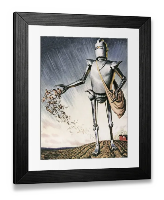 Framed Print : Giant Robot Throwing Naked People on a Field Framed Print : Giant Robot Throwing Naked People on a Field