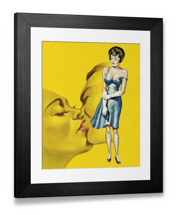 Framed Print : Woman Watching Couple Kissing Framed Print : Woman Watching Couple Kissing