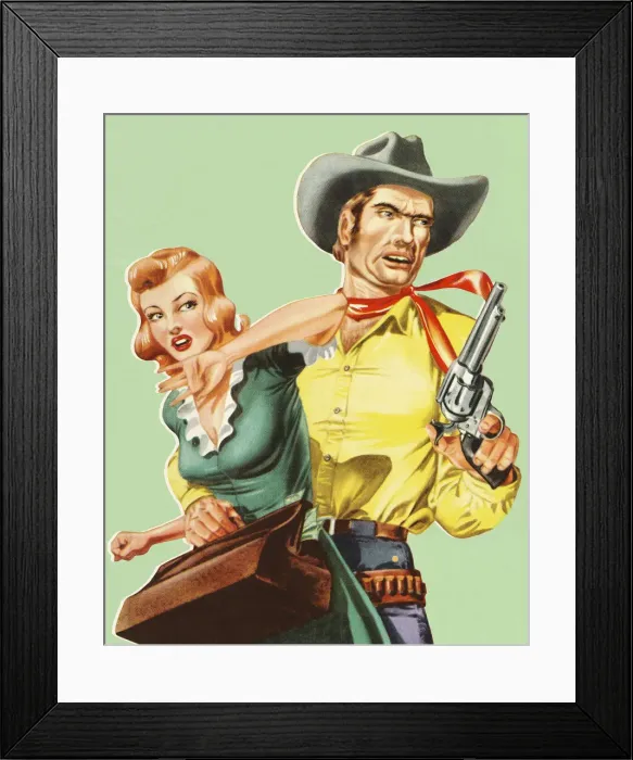Framed Print : Cowboy Grabbing a Woman Framed Print : Cowboy Grabbing a Woman