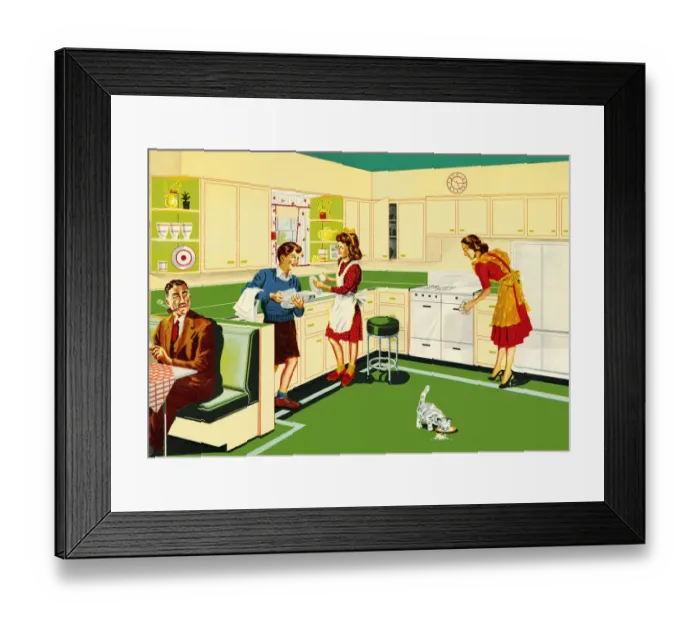 Framed Print : Family in the Kitchen Framed Print : Family in the Kitchen