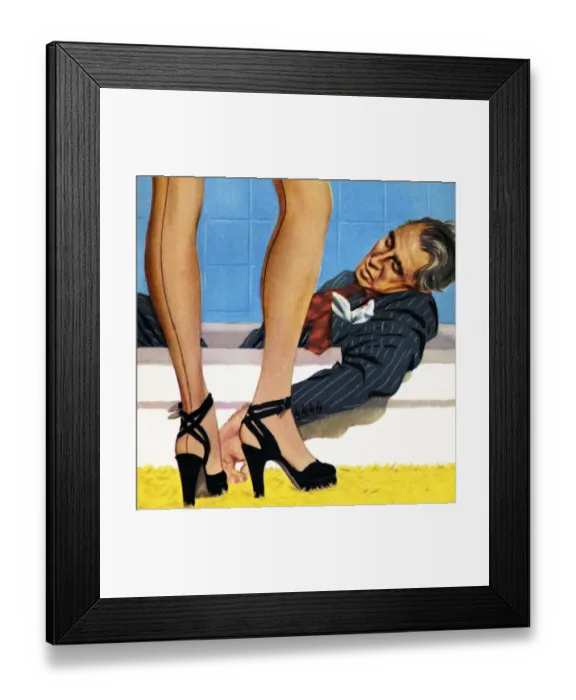 Framed Print : Legs of Woman Standing by Man Lying in a Bathtub Framed Print : Legs of Woman Standing by Man Lying in a Bathtub