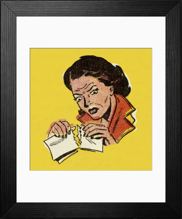 Framed Print : Woman Tearing a Piece of Paper Framed Print : Woman Tearing a Piece of Paper