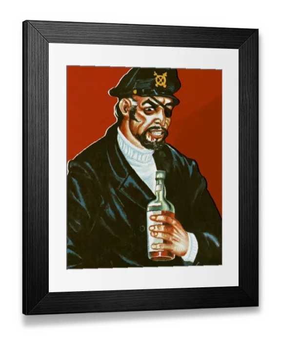 Framed Print : Sailor Holding a Bottle of Whiskey