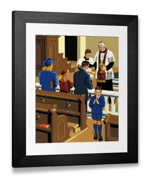 Framed Print : Family in Church Framed Print : Family in Church