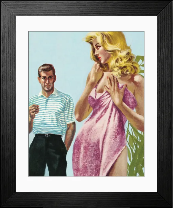 Framed Print : Man Watching Seductive Woman Framed Print : Man Watching Seductive Woman