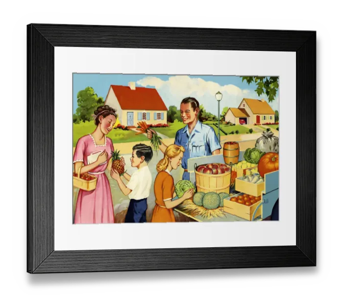 Framed Print : Family Buying Fruits and Vegetables Framed Print : Family Buying Fruits and Vegetables