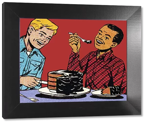 Two Men Eating Cake