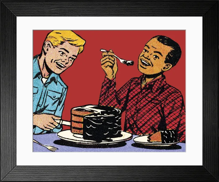 Framed Print : Two Men Eating Cake Framed Print : Two Men Eating Cake