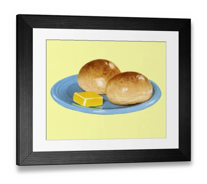 Framed Print : Two Dinner Rolls and Butter Framed Print : Two Dinner Rolls and Butter