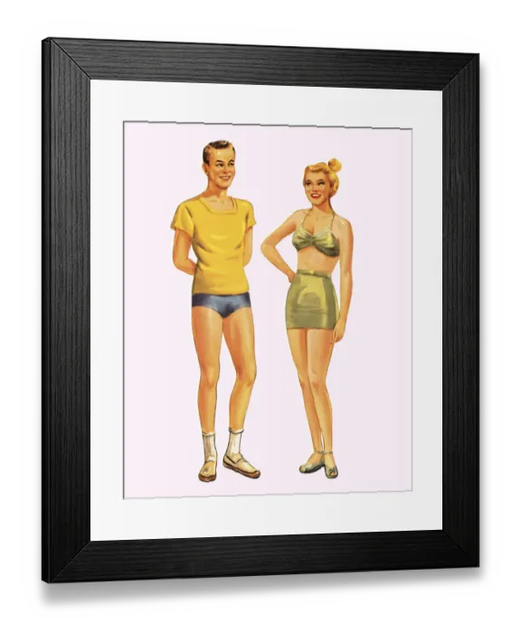 Framed Print : Man and Woman Wearing Underwear Framed Print : Man and Woman Wearing Underwear