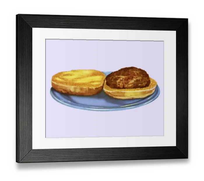 Framed Print : Hamburger on a Bun Framed Print : Hamburger on a Bun