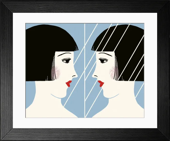 Framed Print : Woman Looking in a Mirror Framed Print : Woman Looking in a Mirror