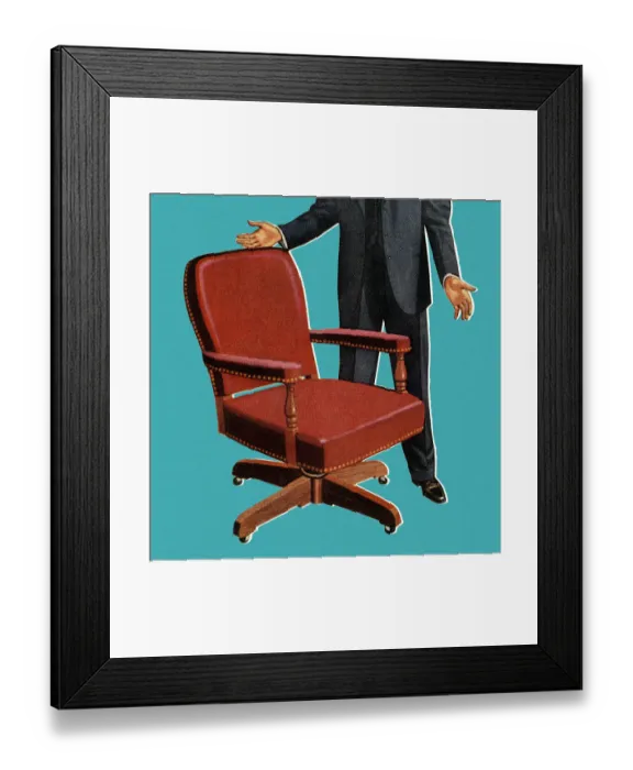 Framed Print : Businessman and Office Chair Framed Print : Businessman and Office Chair