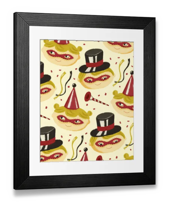 Framed Print : Pattern of Masquerade Disguises Framed Print : Pattern of Masquerade Disguises