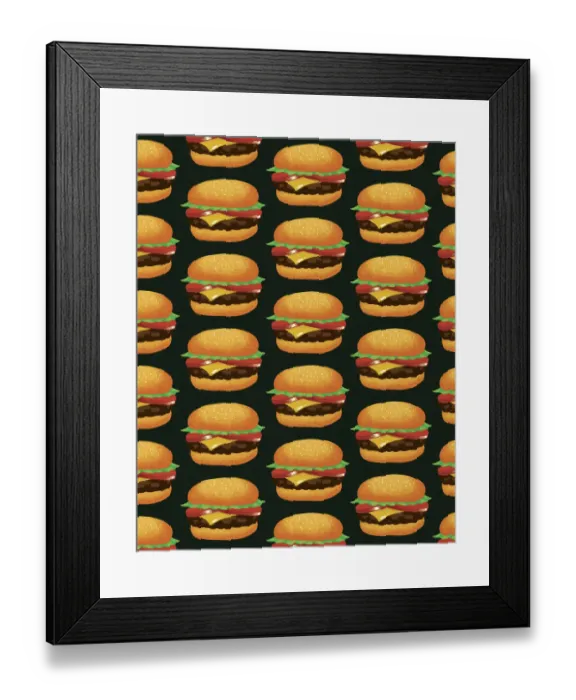 Framed Print : Pattern of Cheeseburgers Framed Print : Pattern of Cheeseburgers