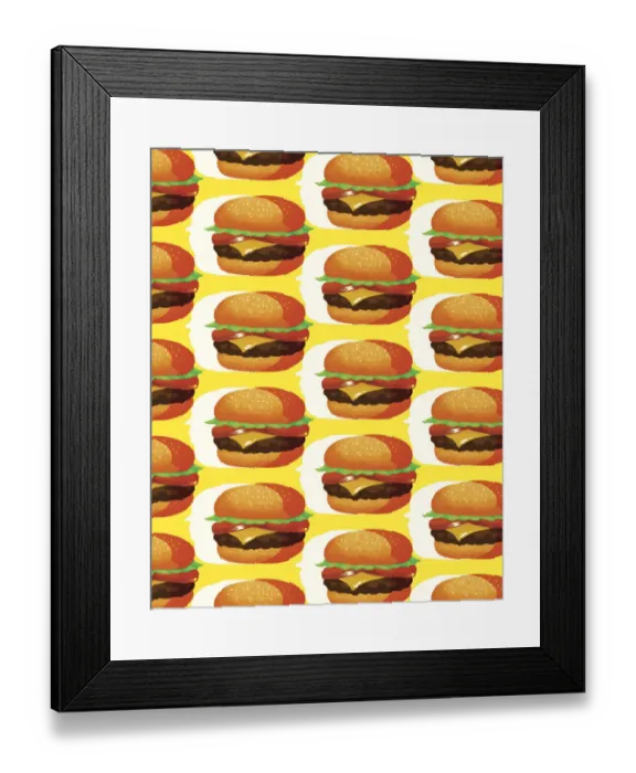 Framed Print : Pattern of Cheeseburgers Framed Print : Pattern of Cheeseburgers