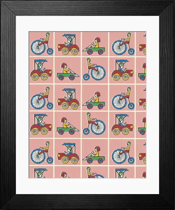 Framed Print : Pattern of Cars and Bikes