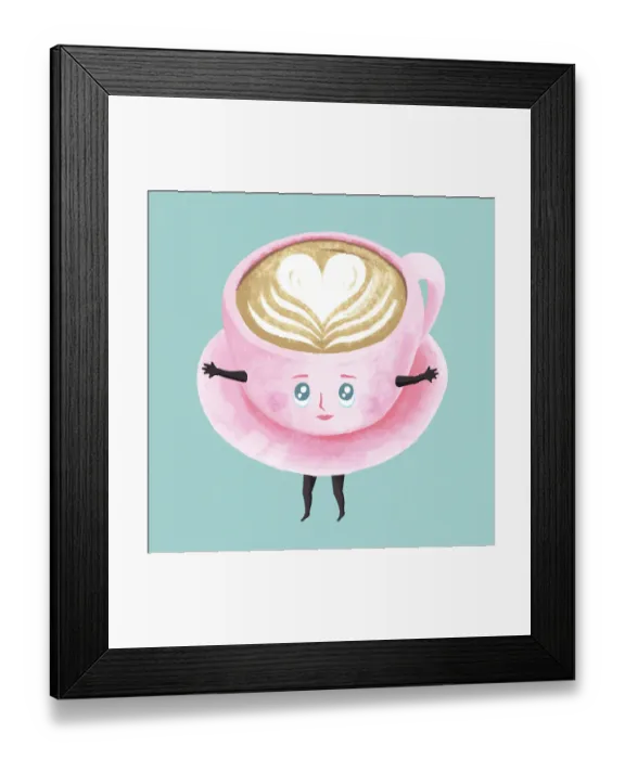 Framed Print : Cup of Cappuccino Character Framed Print : Cup of Cappuccino Character