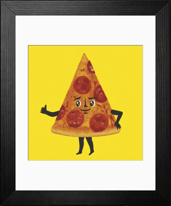 Framed Print : Piece of Pizza Character Framed Print : Piece of Pizza Character