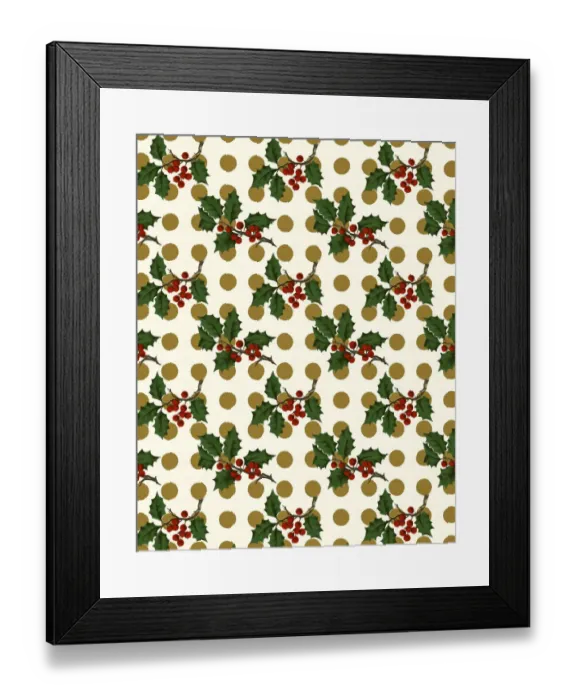 Framed Print : Christmas Holly Pattern Framed Print : Christmas Holly Pattern