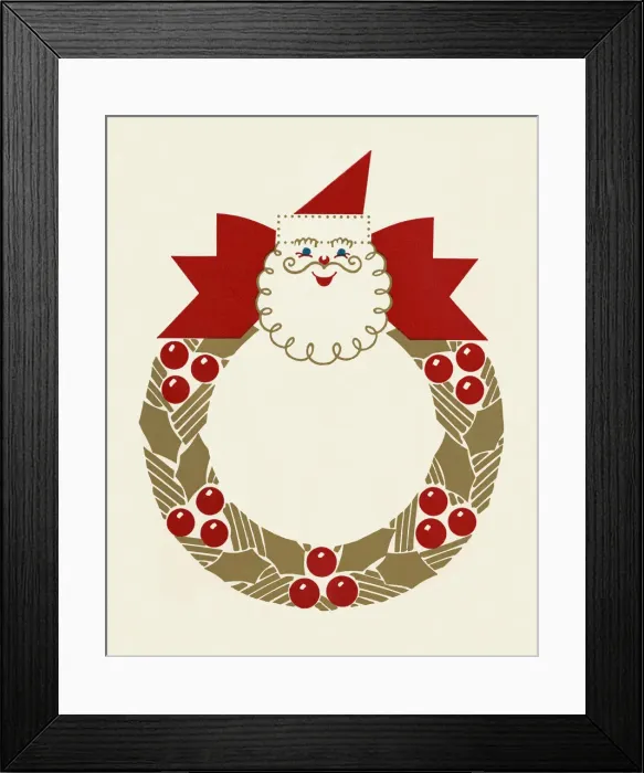 Framed Print : Santa Wreath Framed Print : Santa Wreath