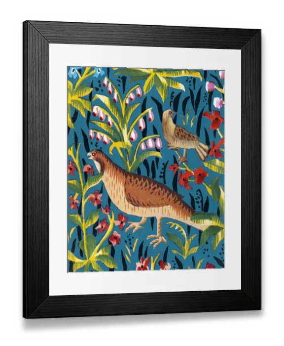 Framed Print : Two Birds in Flowers Framed Print : Two Birds in Flowers