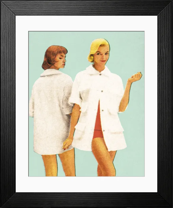 Framed Print : Two Women Wearing Swim Suit Coverups Framed Print : Two Women Wearing Swim Suit Coverups
