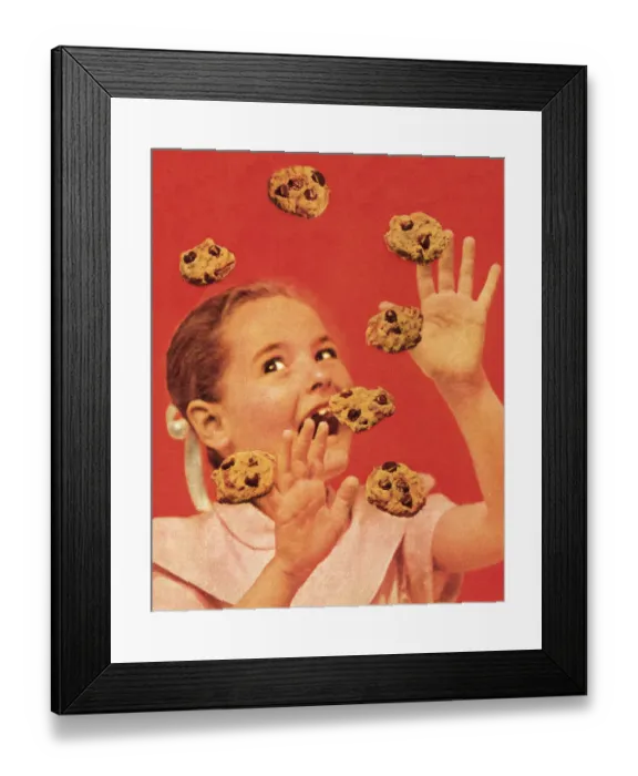 Framed Print : Girl and Chocolate Chip Cookies Framed Print : Girl and Chocolate Chip Cookies