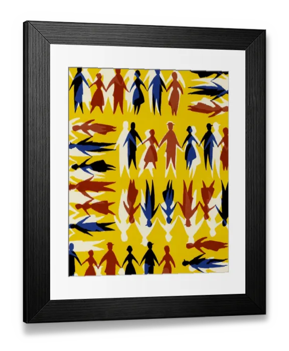 Framed Print : Pattern of People Holding Hands Framed Print : Pattern of People Holding Hands
