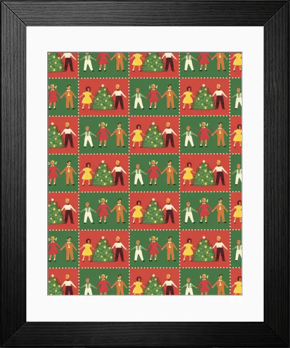 Framed Print : Family Christmas Pattern