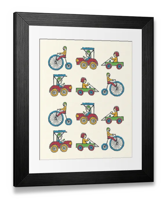 Framed Print : Pattern of Cars and Bikes Framed Print : Pattern of Cars and Bikes