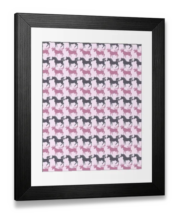 Framed Print : Pattern of Horses and Cows Framed Print : Pattern of Horses and Cows