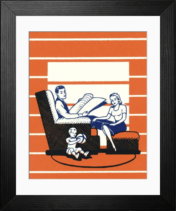 Framed Print : Family Relaxing at Home Framed Print : Family Relaxing at Home