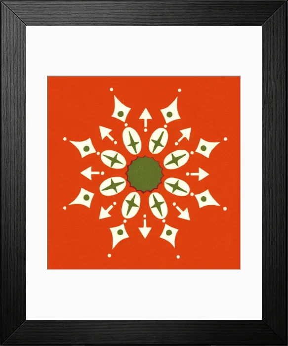 Framed Print : Snowflake on Red Background