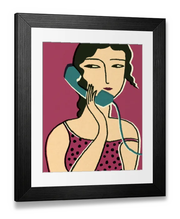 Framed Print : Woman Using a Telephone Framed Print : Woman Using a Telephone