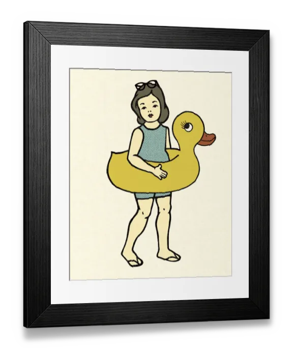 Framed Print : Girl with a Floatie Duck Framed Print : Girl with a Floatie Duck