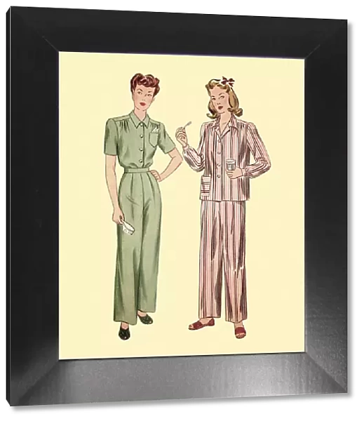 Two Women Wearing Pajamas