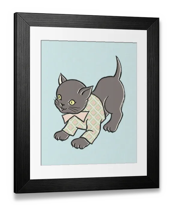 Framed Print : Kitten Wearing a Shirt and Bowie Framed Print : Kitten Wearing a Shirt and Bowie