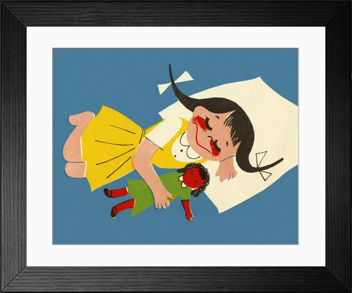 Framed Print : Girl with Doll Napping Framed Print : Girl with Doll Napping