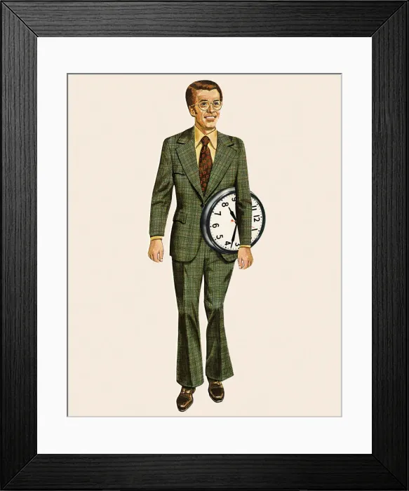 Framed Print : Man Holding a Clock Framed Print : Man Holding a Clock