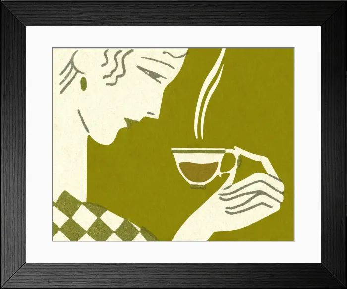 Framed Print : Woman Drinking a Hot Beverage Framed Print : Woman Drinking a Hot Beverage